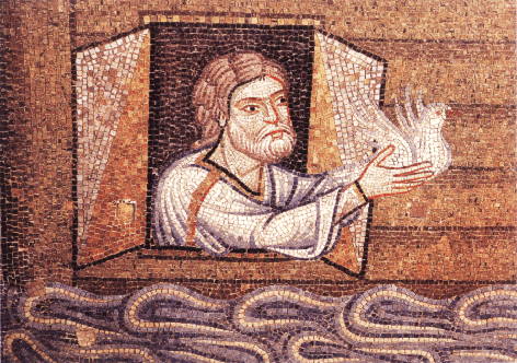 Noé libérant la colombe . mosaïque basilique st Marc à Venise
